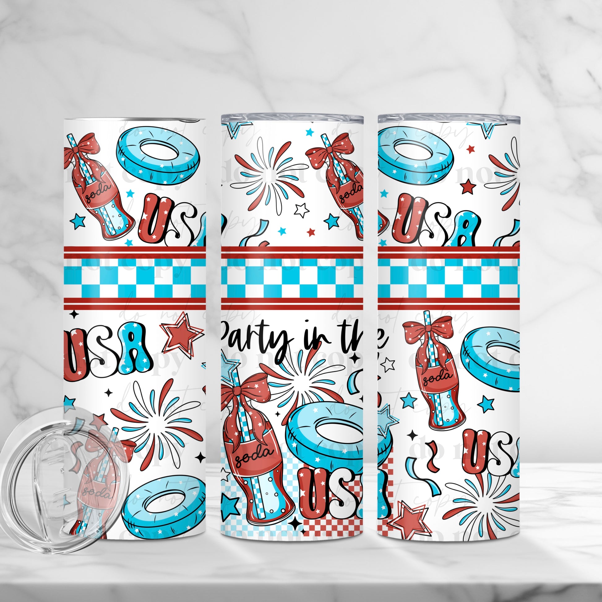 "Party in the USA" Patriotic 20oz Sublimated Stainless Steel Celebration Tumbler