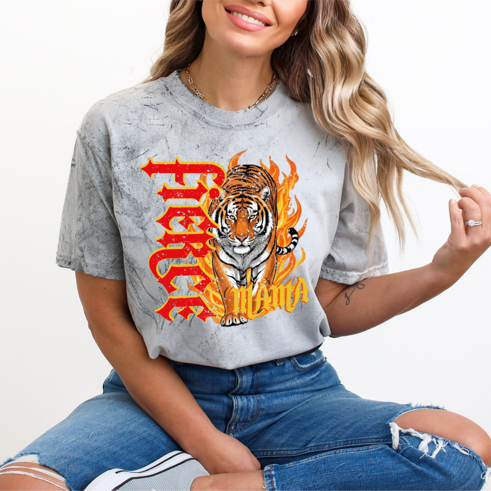 Fierce Mama Tiger T-Shirt - Flaming Empowered Mom Graphic Tee image 0