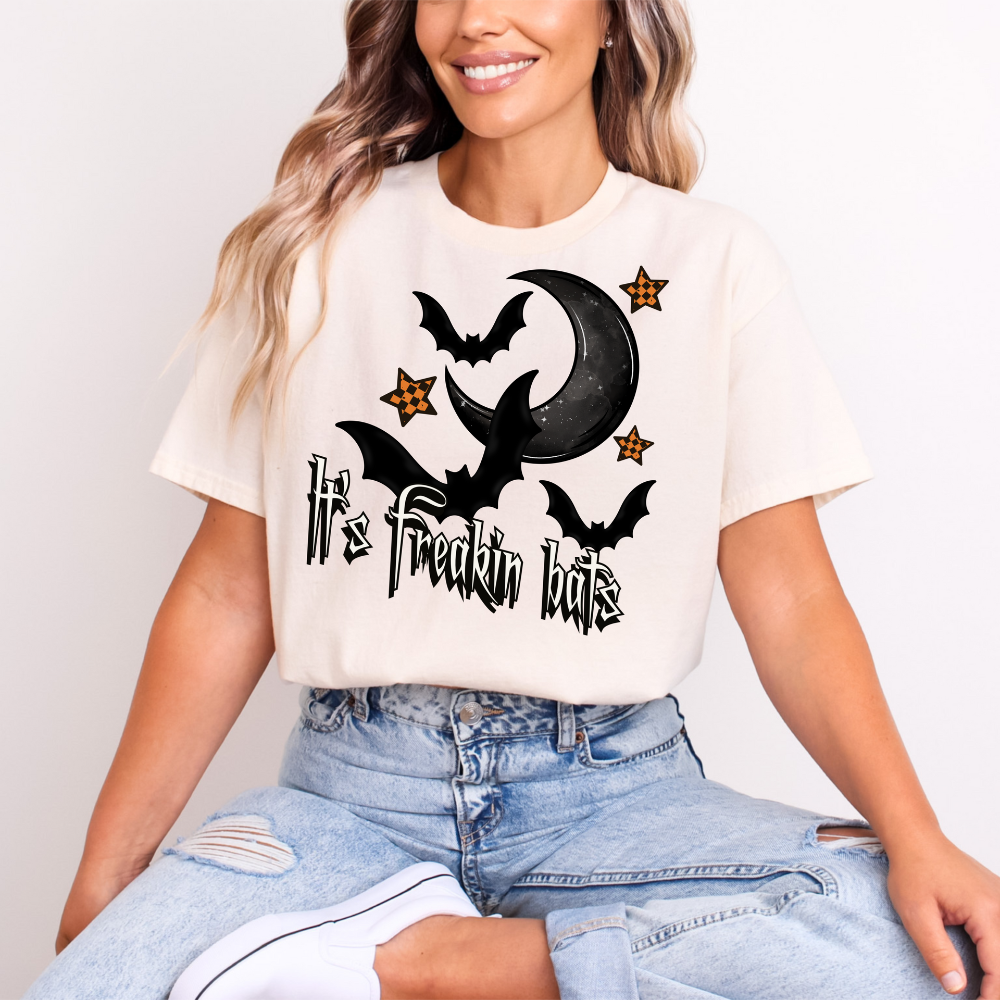 It's Freakin' Bats" Halloween Moon & Stars Tee | Spooky Season Graphic Shirt image 1