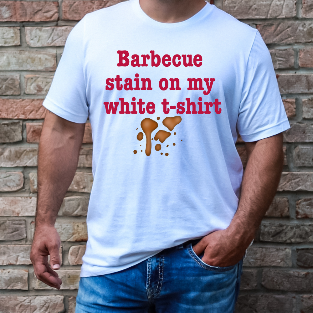 Barbecue Stain on My White T-Shirt Humorous Graphic Tee image 0