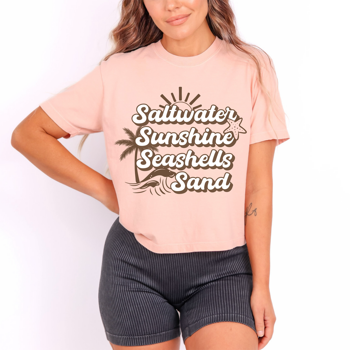 Saltwater Sunshine Seashells Sand Boxy Tee image 0