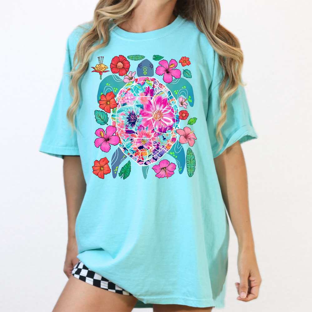 Floral Turtle Dream Tee image 0