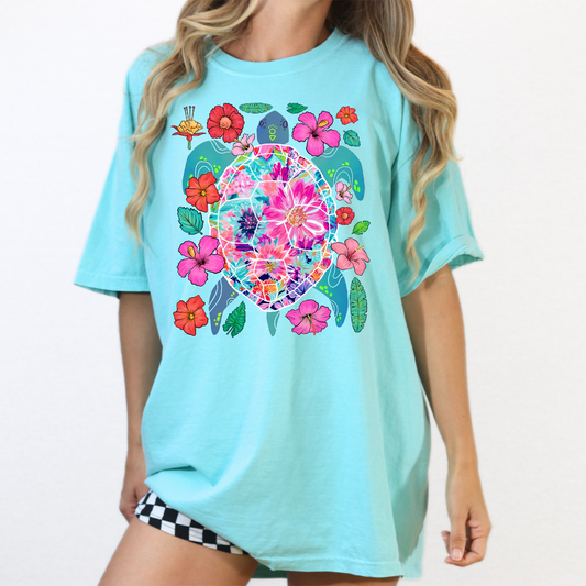 Floral Turtle Dream Tee image 0