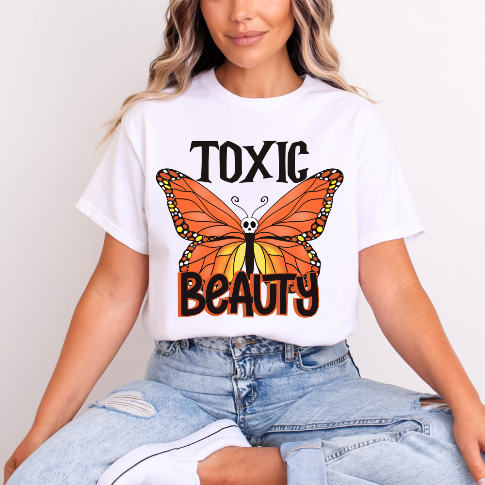 Toxic Beauty Skull Butterfly Statement Tee image 0