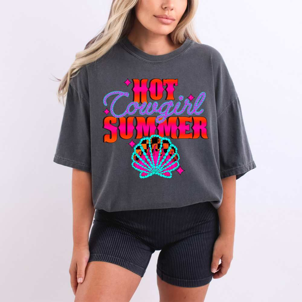 Hot Cowgirl Summer" Graphic Tee (Comfort Colors - Blossom & Pepper) image 0