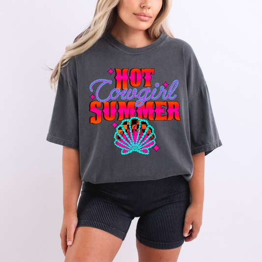 Hot Cowgirl Summer" Graphic Tee (Comfort Colors - Blossom & Pepper) image 0