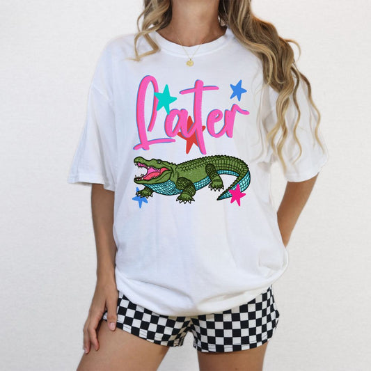 Later Alligator Tee – Cute Retro Alligator Graphic Shirt (Front & Back)