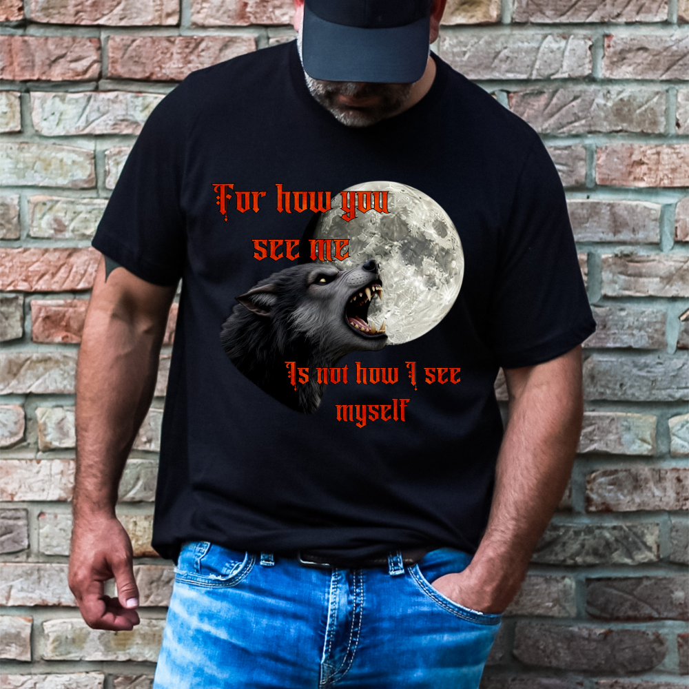 Werewolf Reflection T-Shirt - "How I See Myself" Full Moon Graphic Tee image 0