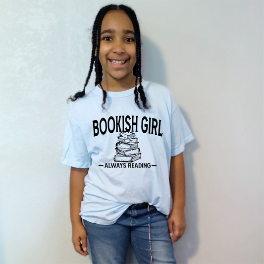 "Bookish Girl" T-Shirt | Always Reading Graphic Tee for Kids