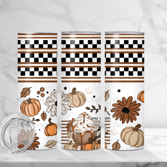 "Cozy Season" Autumn 20oz Tumbler | Warm Drink & Pumpkin Vibes Cup