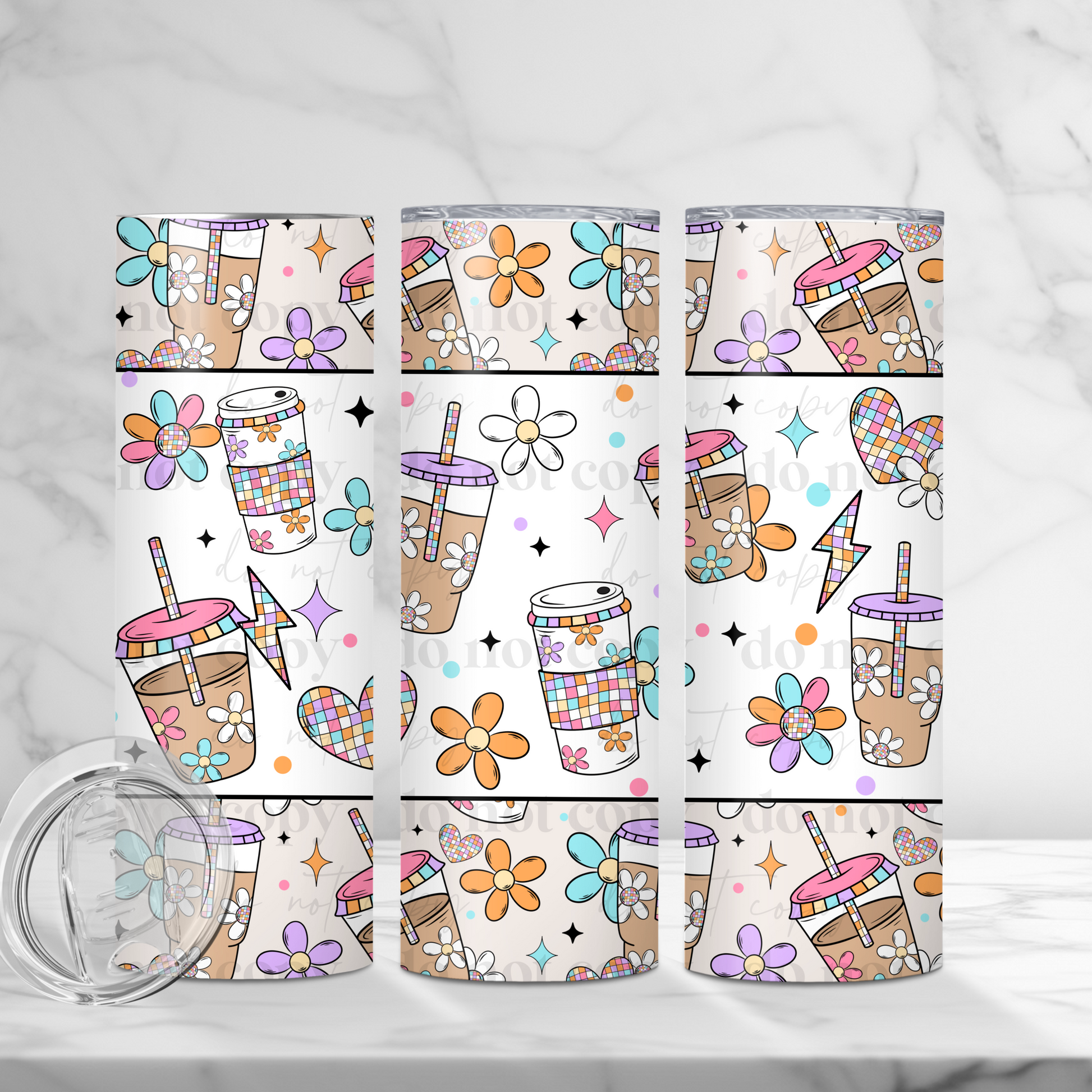 Pastel Iced Coffee Lover 20oz Tumbler | Aesthetic Heart & Floral Cup