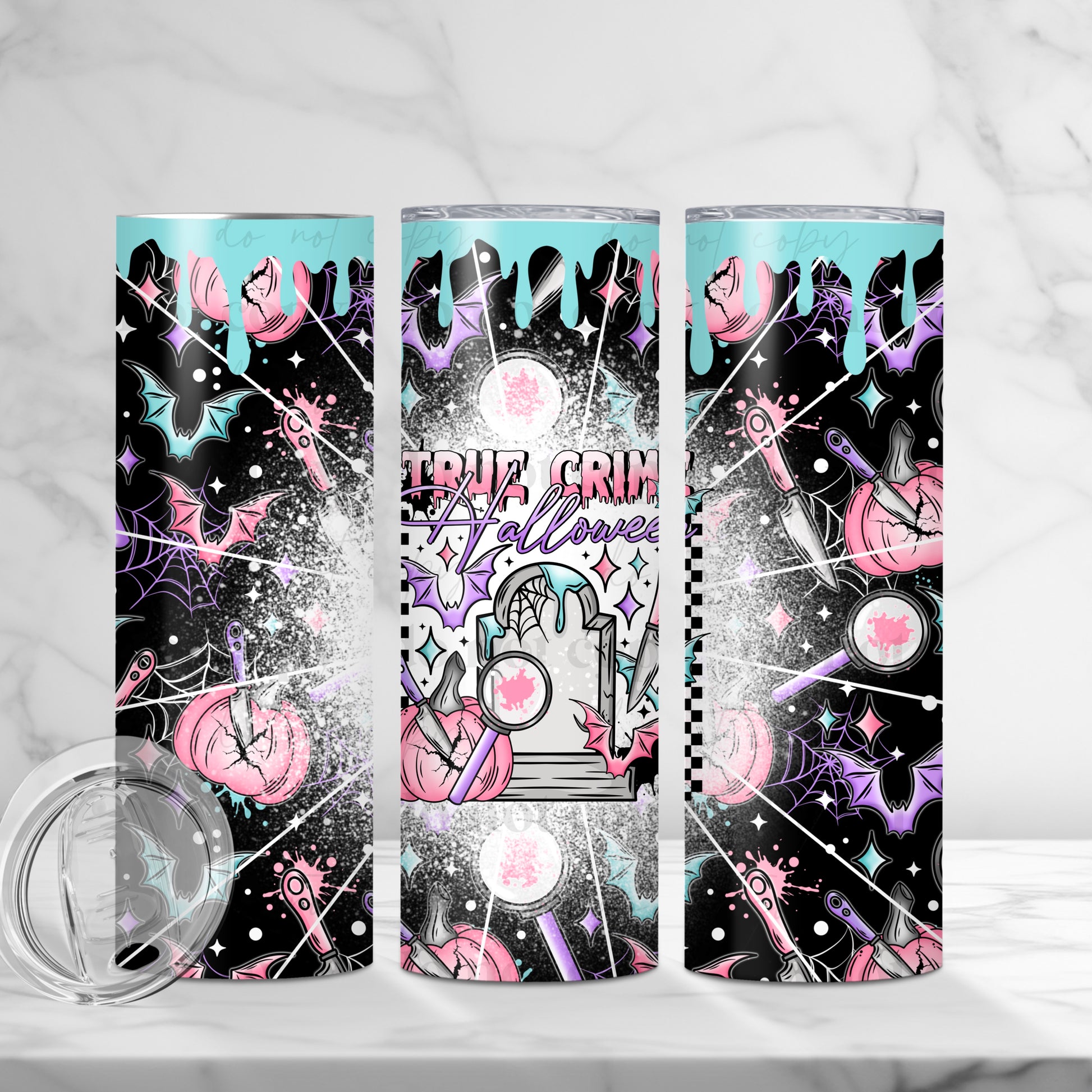 "True Grim Hallowee" 20oz Tumbler | Pastel Spooky Tombstone Design