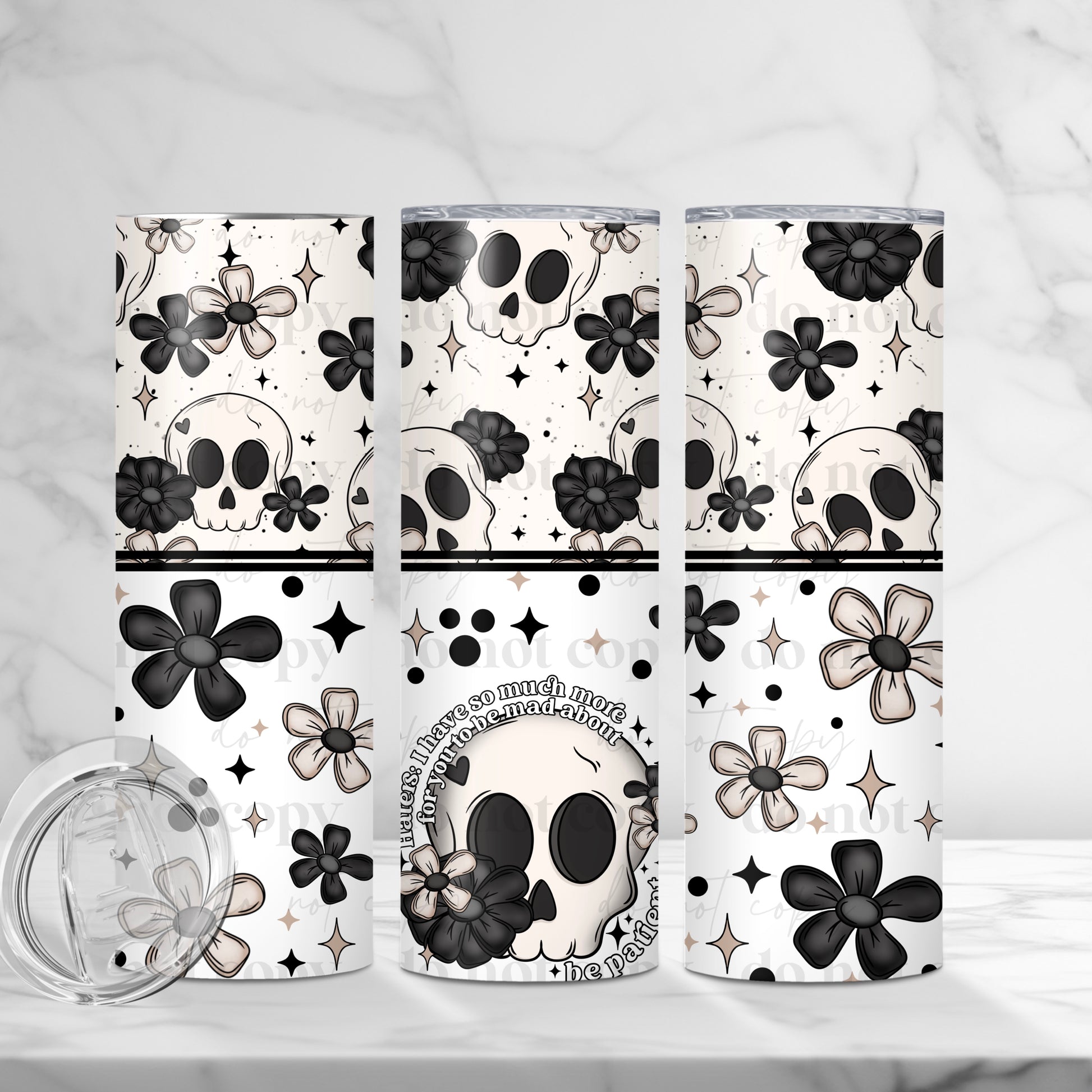 Edgy Skull & Floral 20oz Tumbler | Haters Quote Coffee Cup
