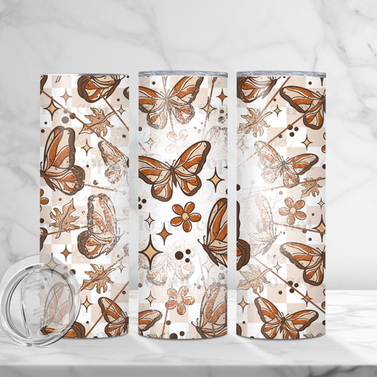 "Boho Butterfly Dreams" 20oz Sublimated Stainless Steel Nature-Inspired Tumbler