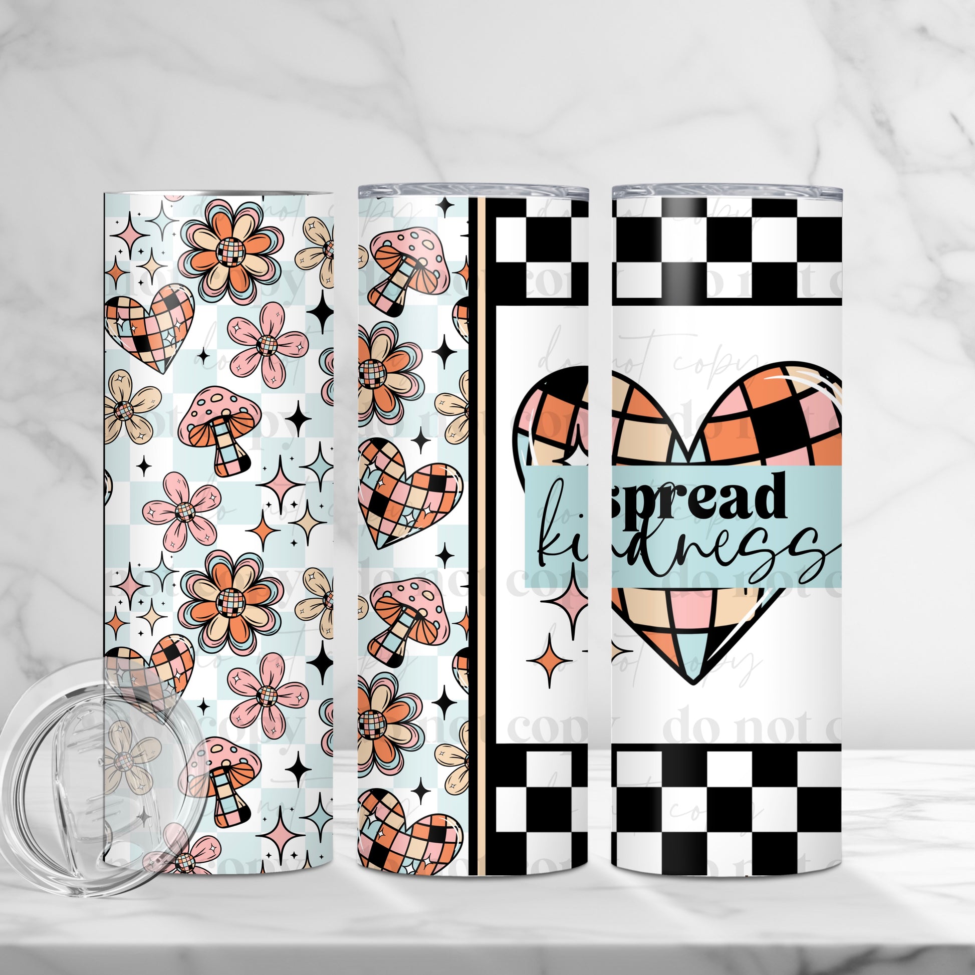 "Spread Kindness" 20oz Sublimated Stainless Steel Boho Floral & Mushroom Tumbler