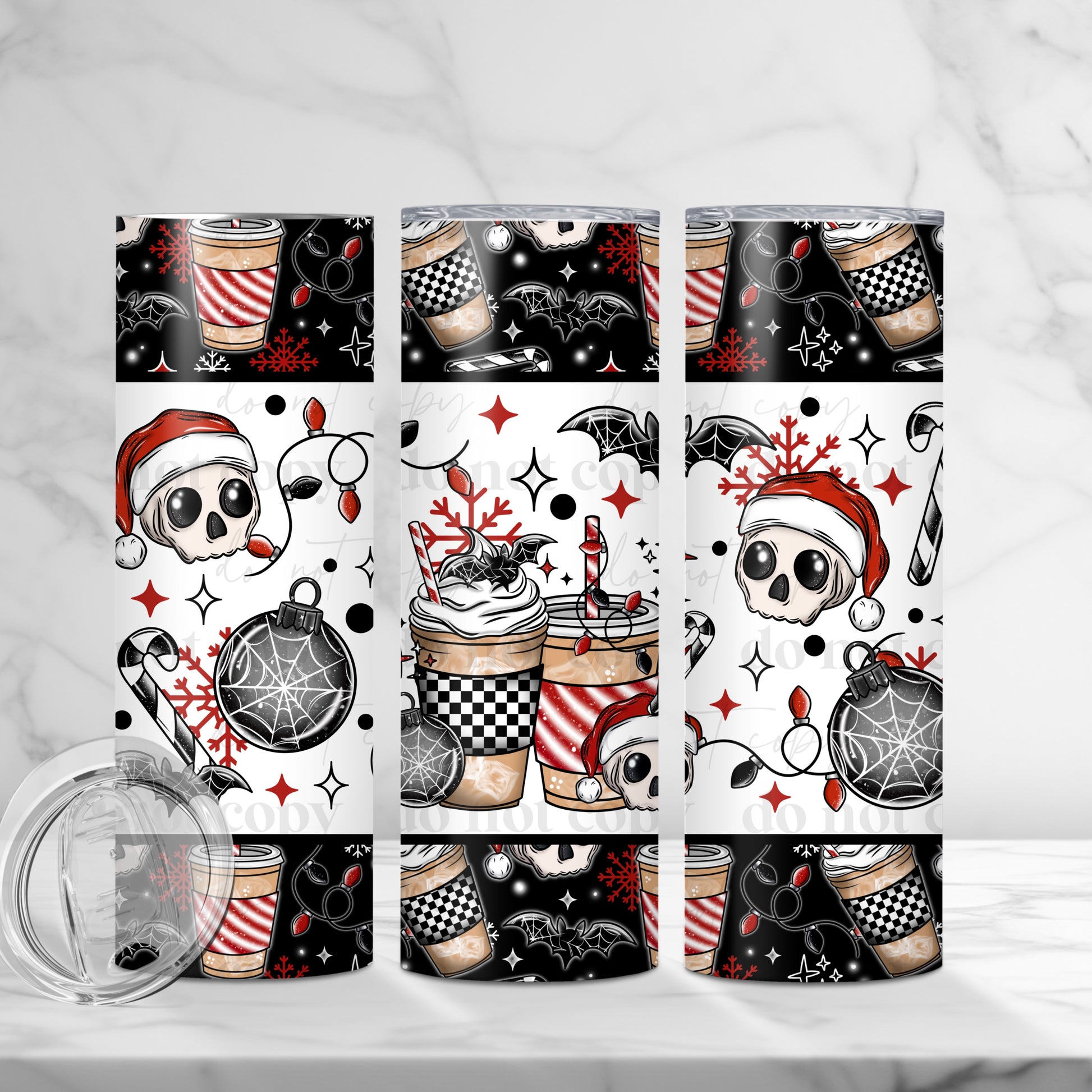 "Spooky Coffee Christmas" 20oz Sublimated Stainless Steel Goth Holiday Tumbler