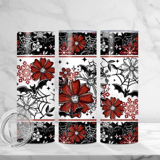 "Creepy Bloom" Red Flower Goth Winter 20oz Sublimated Stainless Steel Tumbler