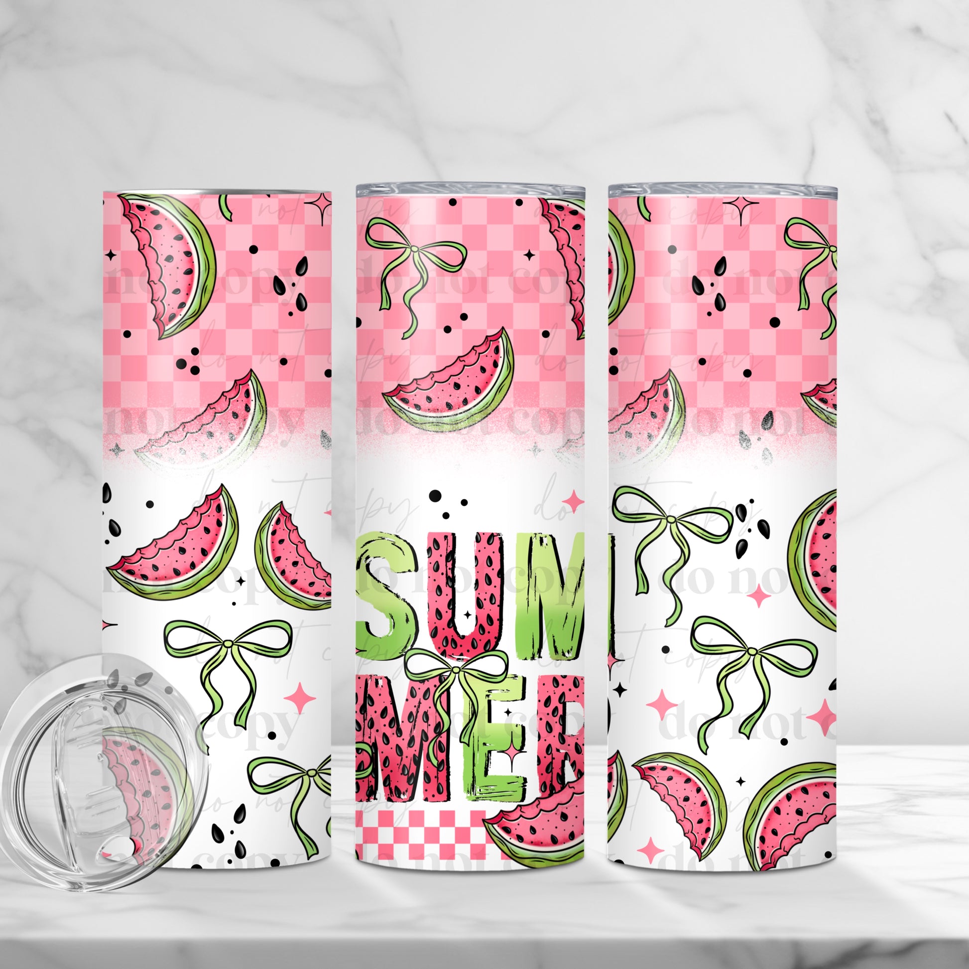 "Sweet Summer" Watermelon Checkered 20oz Sublimated Stainless Steel Tumbler