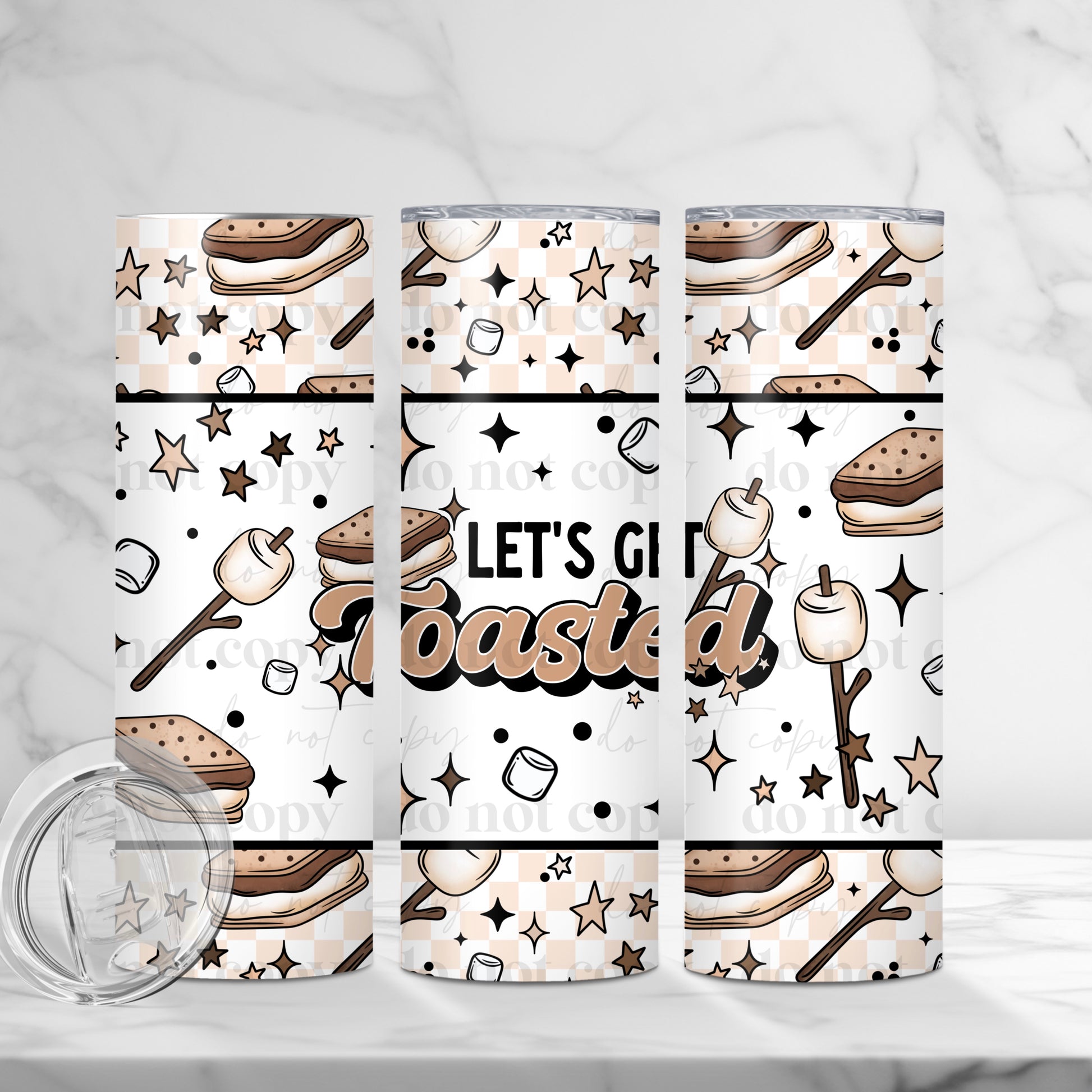 "Let's Get Toasted" S'mores & Camping 20oz Sublimated Stainless Steel Tumbler