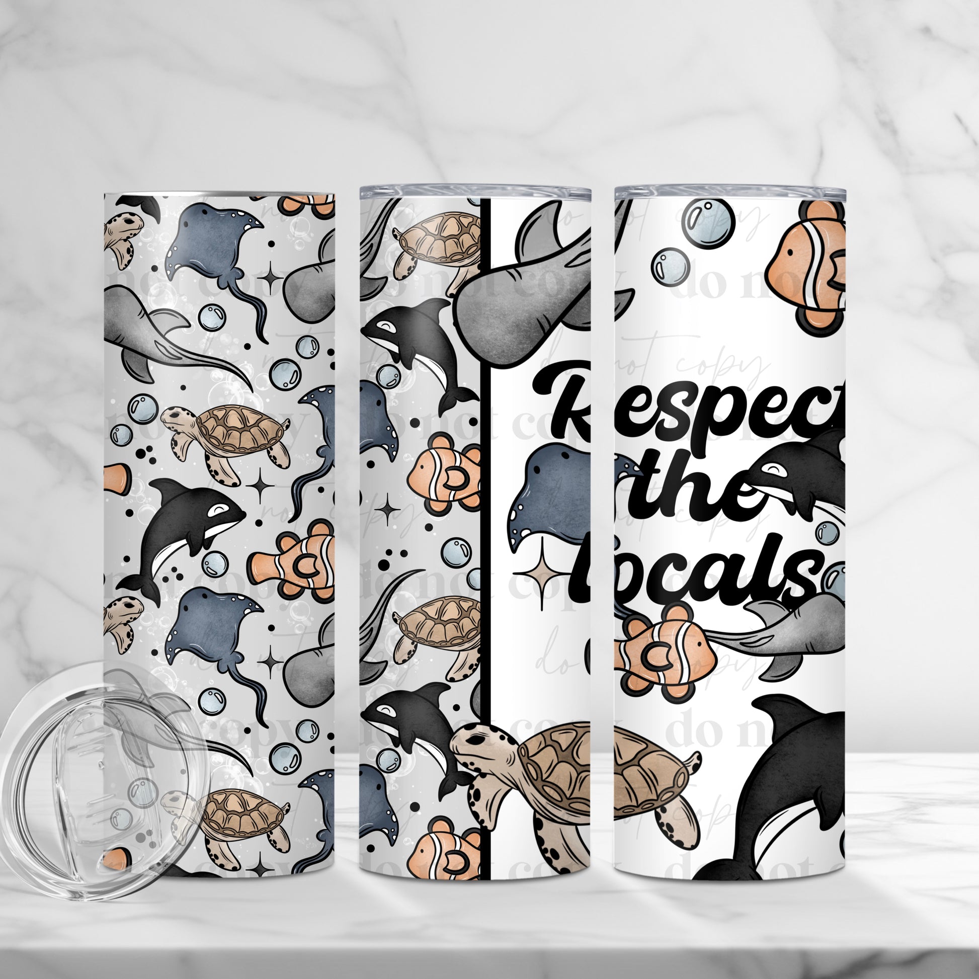 "Respect the Locals" 20oz Sublimated Stainless Steel Ocean & Marine Life Tumbler