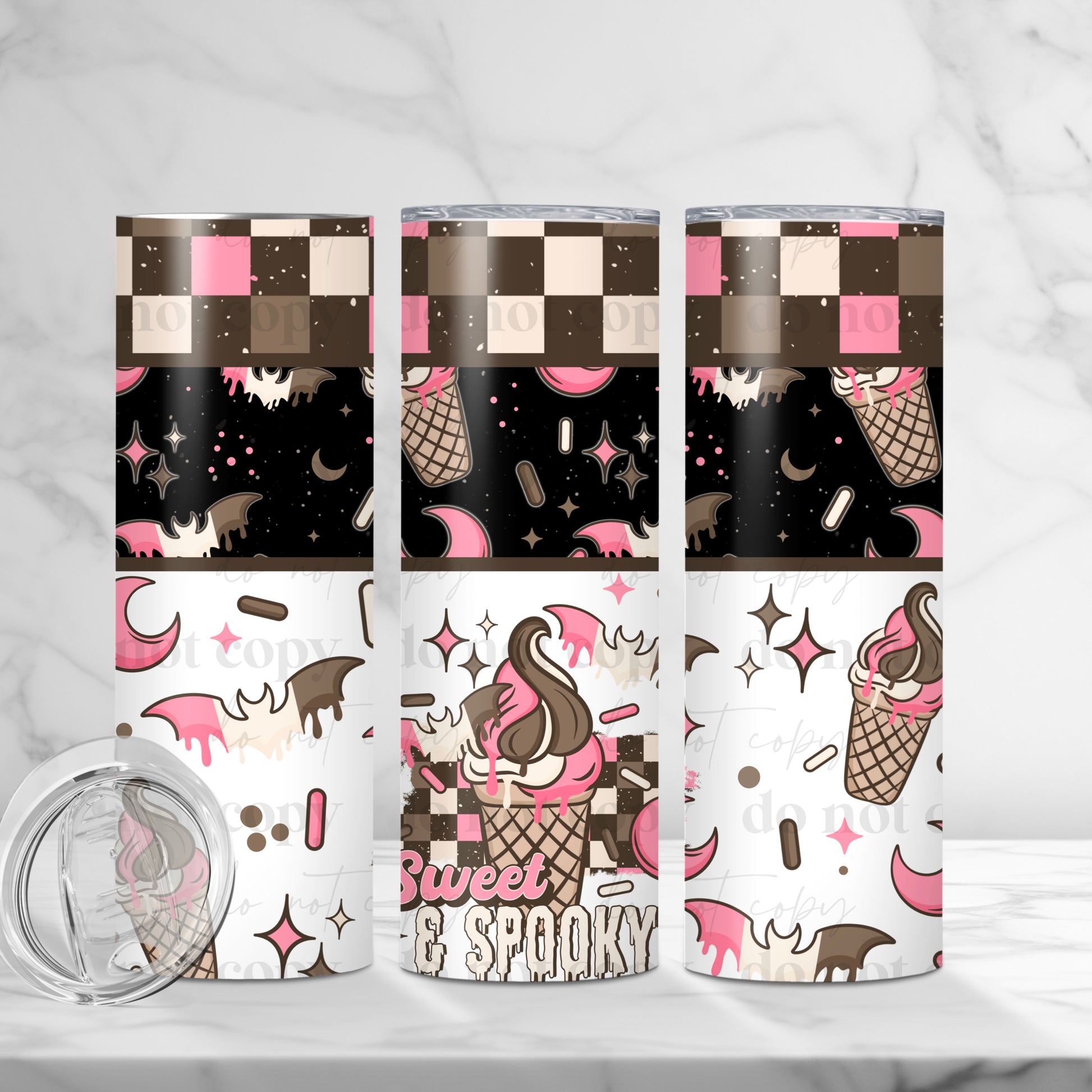 "Sweet & Spooky" Ice Cream Bat Wing 20oz Sublimated Stainless Steel Tumbler