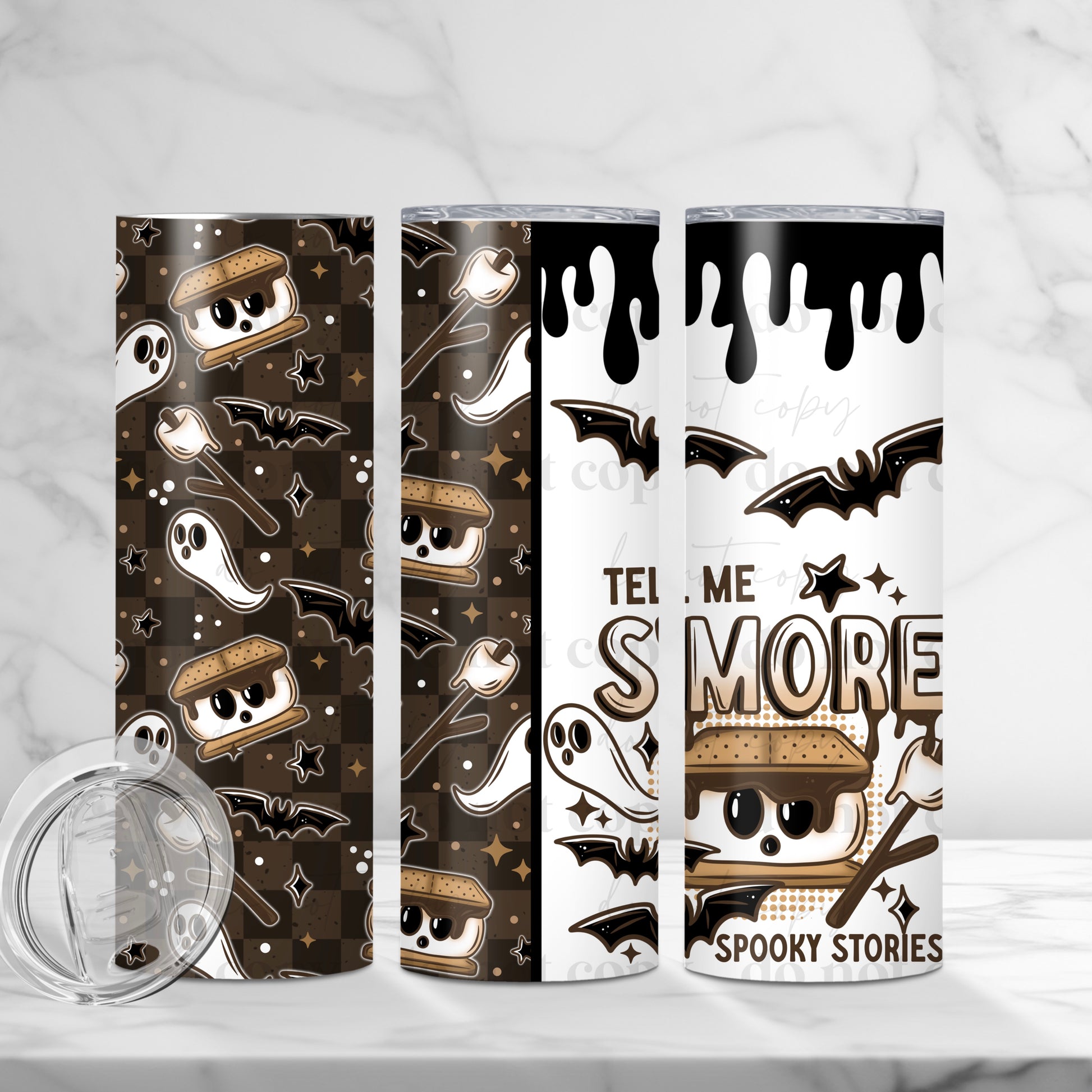 "Tell Me S'more Spooky Stories" 20oz Sublimated Ghost S'mores Halloween Tumbler