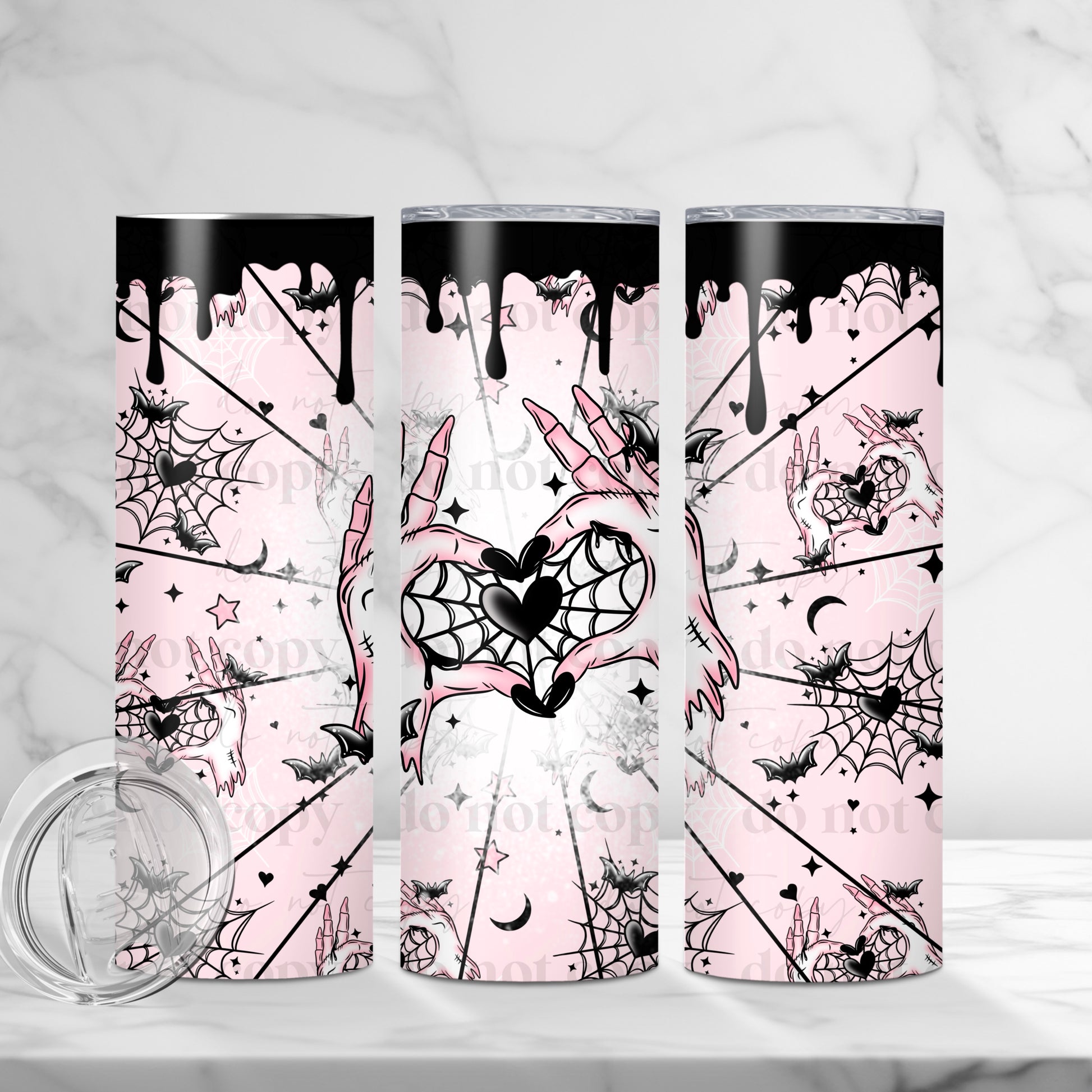 Pastel Goth "Creepy Cute" Heart Hands 20 oz Skinny Tumbler - Sublimated Stainless Steel