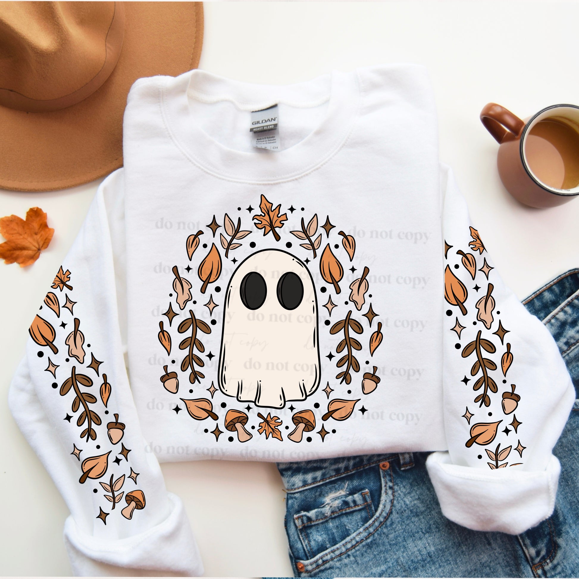 Ghost & Fall Foliage White Sweatshirt