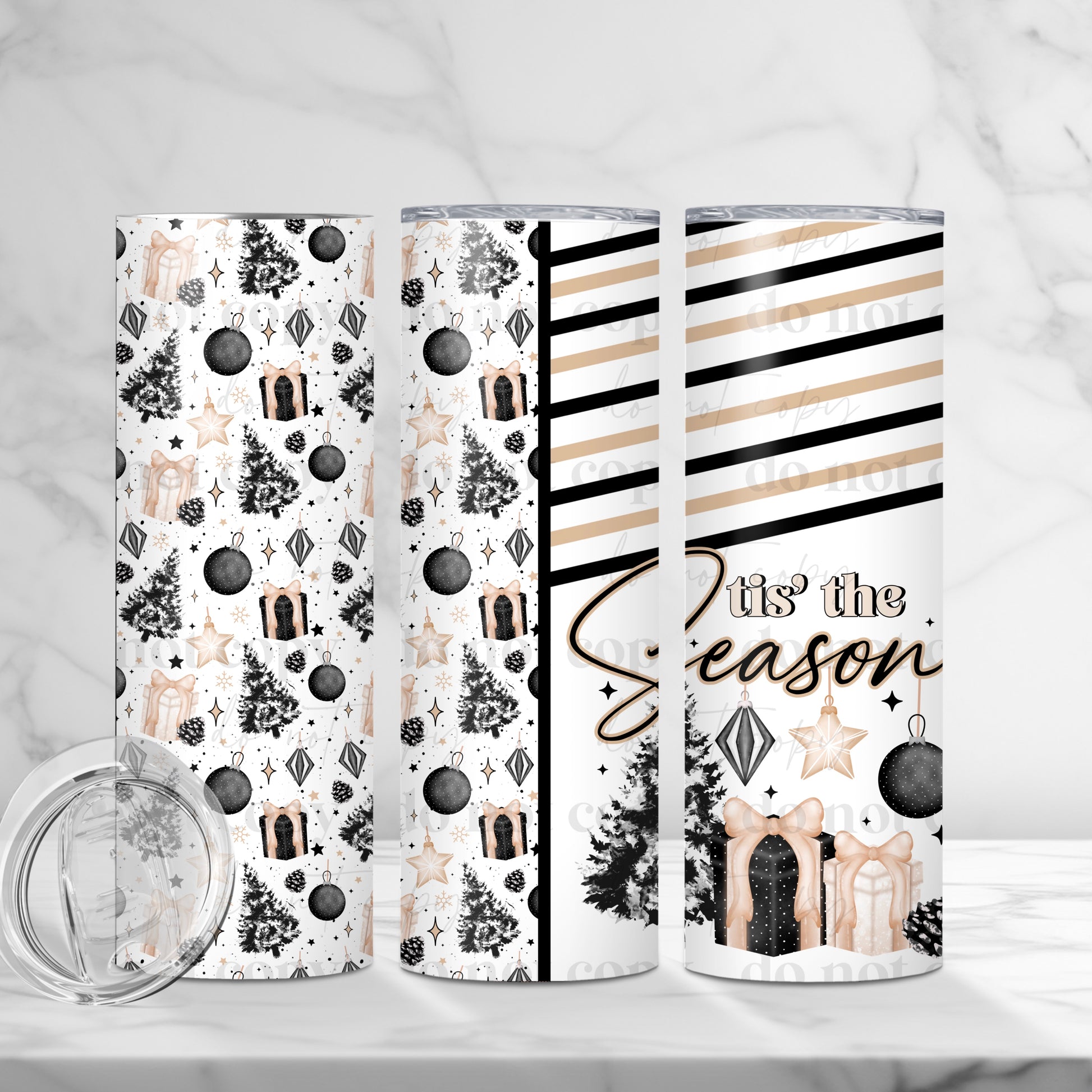 "Tis the Season" 20oz Sublimated Stainless Steel Elegant Christmas Tumbler