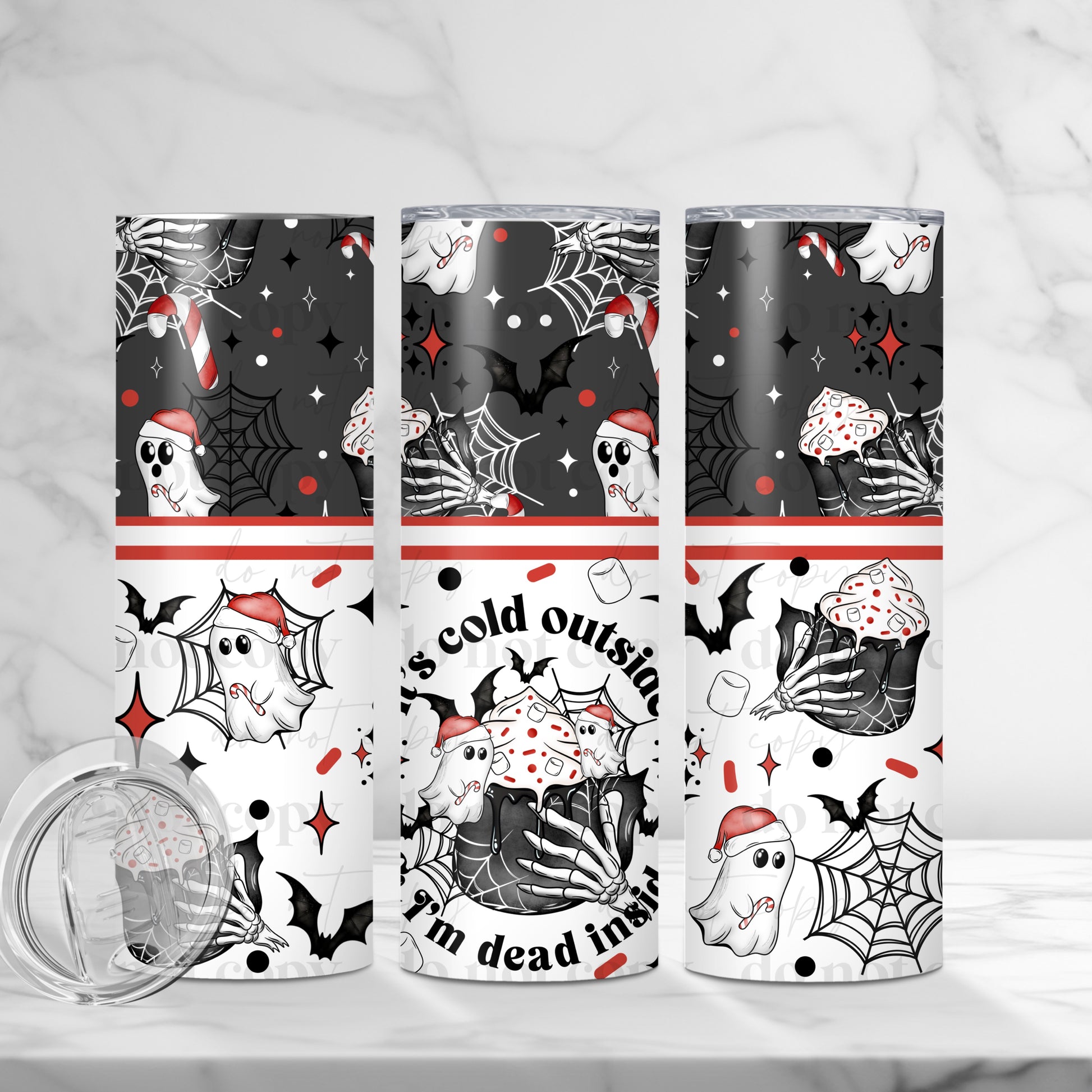 "It's Cold Outside, I'm Dead Inside" 20oz Sublimated Ghost Christmas Tumbler