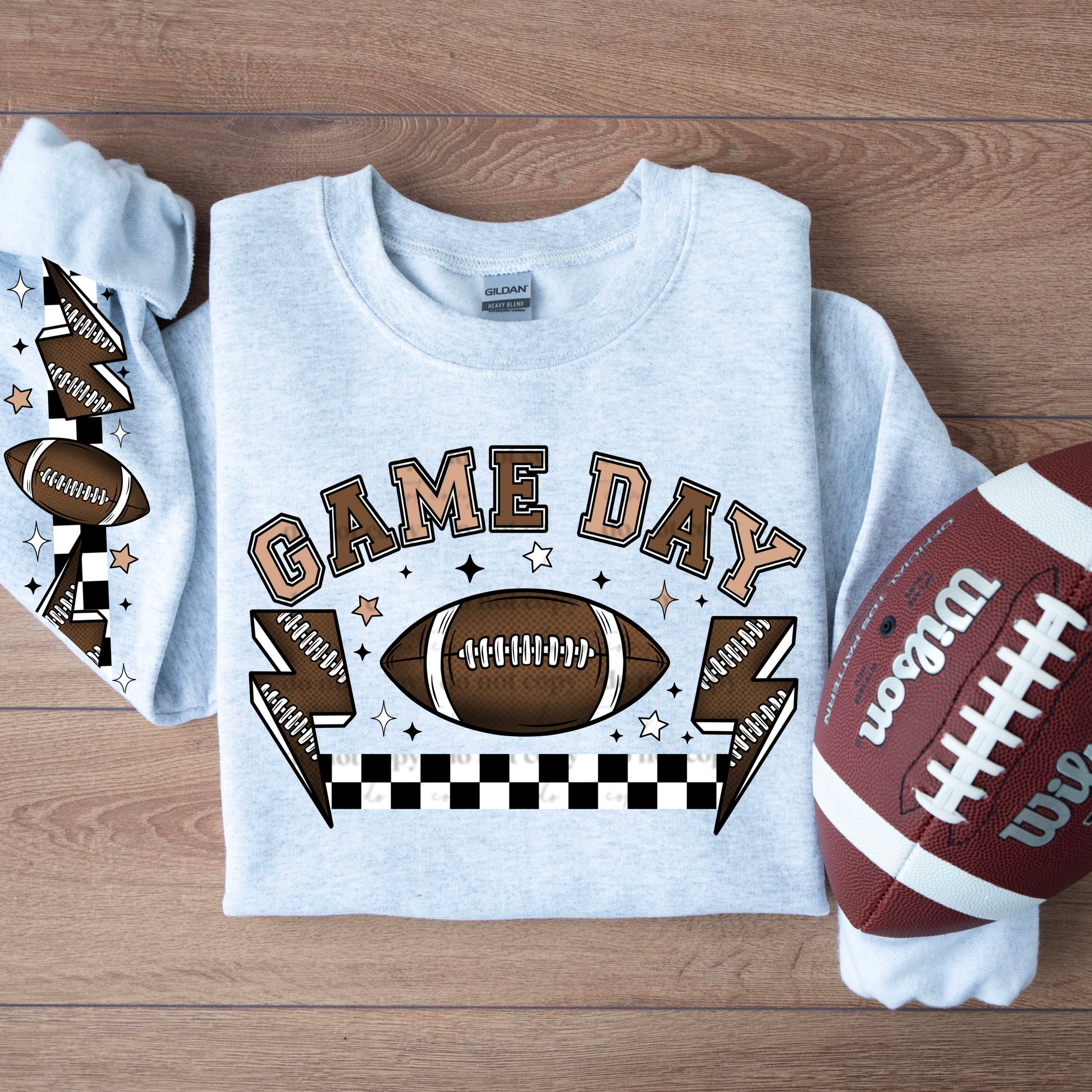 "Game Day" Football Sweatshirt | Sports Fan Crewneck | Football Season Apparel | Tailgate Party Tee | Unisex Ash Gray / Ash Gray