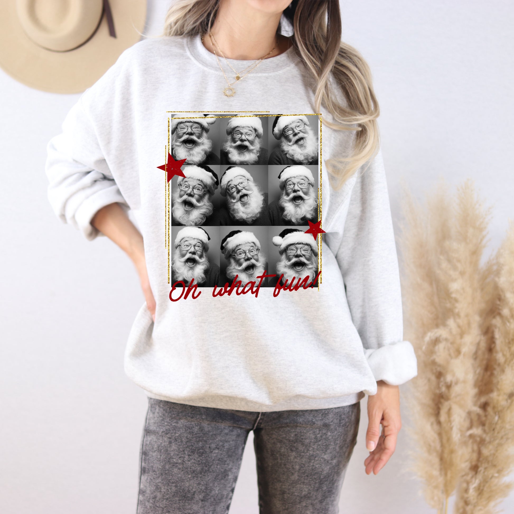 Oh What Fun Santa Sweatshirt | Vintage Christmas Crewneck | Cozy Holiday Pullover