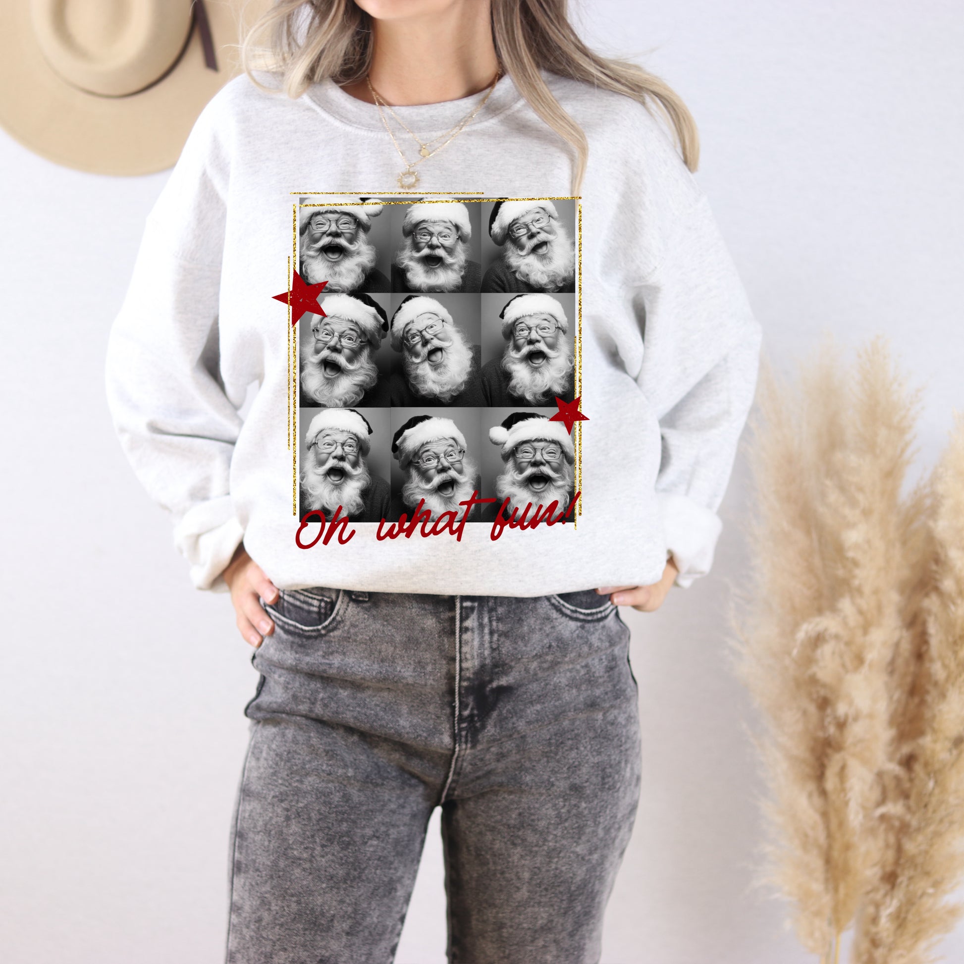 Oh What Fun Santa Sweatshirt | Vintage Christmas Crewneck | Cozy Holiday Pullover