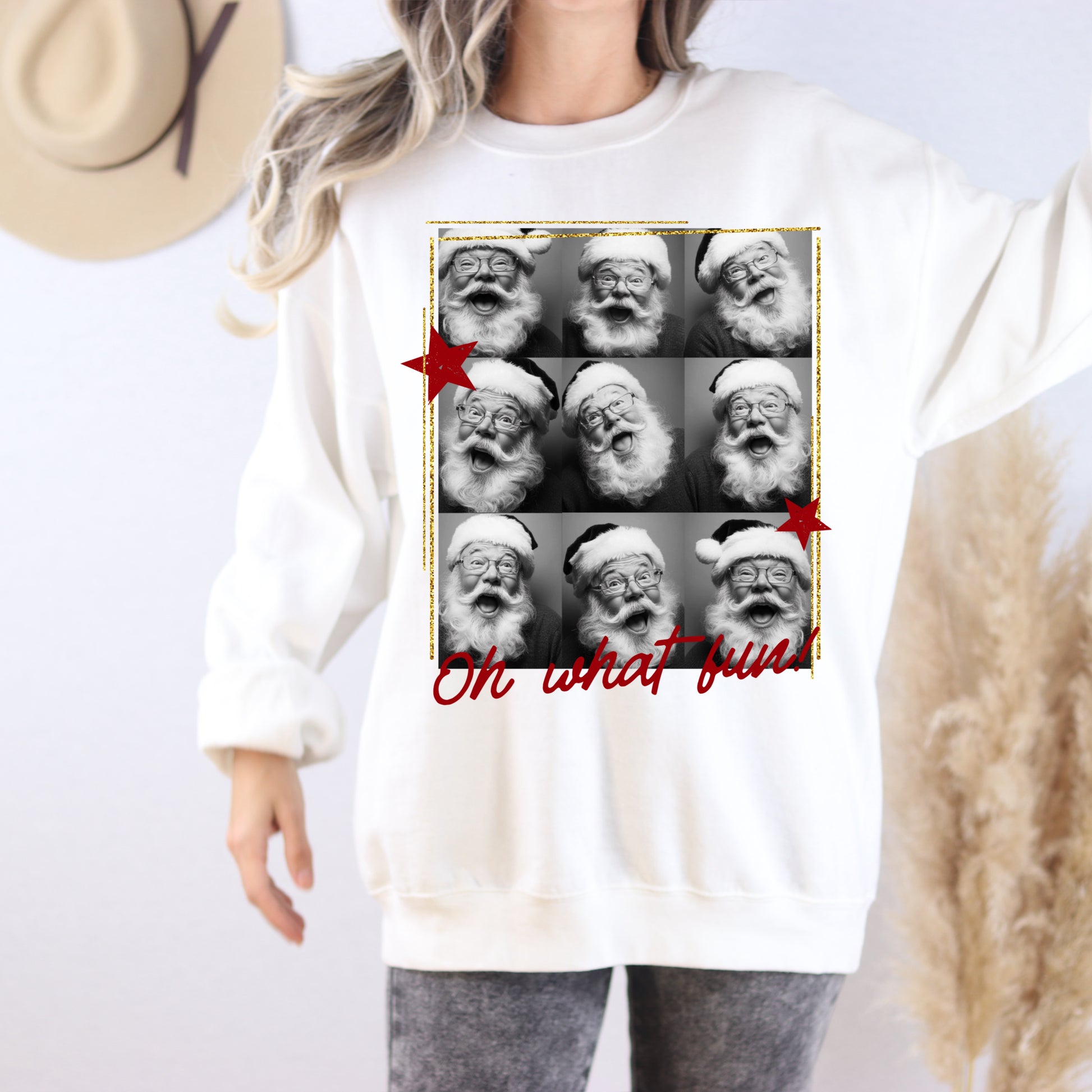 Oh What Fun Santa Sweatshirt | Vintage Christmas Crewneck | Cozy Holiday Pullover