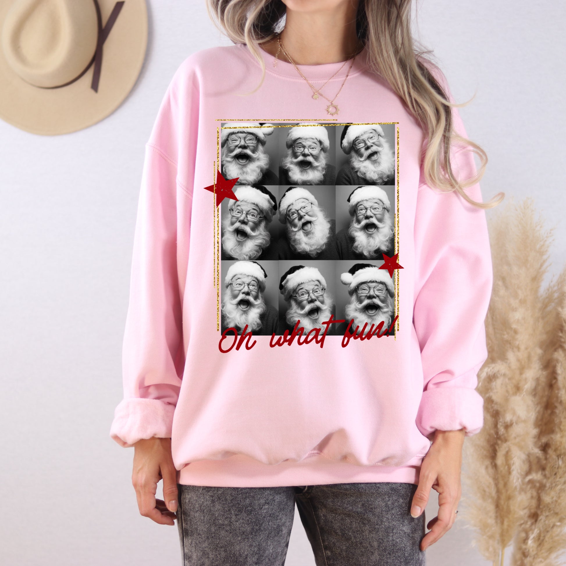 Oh What Fun Santa Sweatshirt | Vintage Christmas Crewneck | Cozy Holiday Pullover