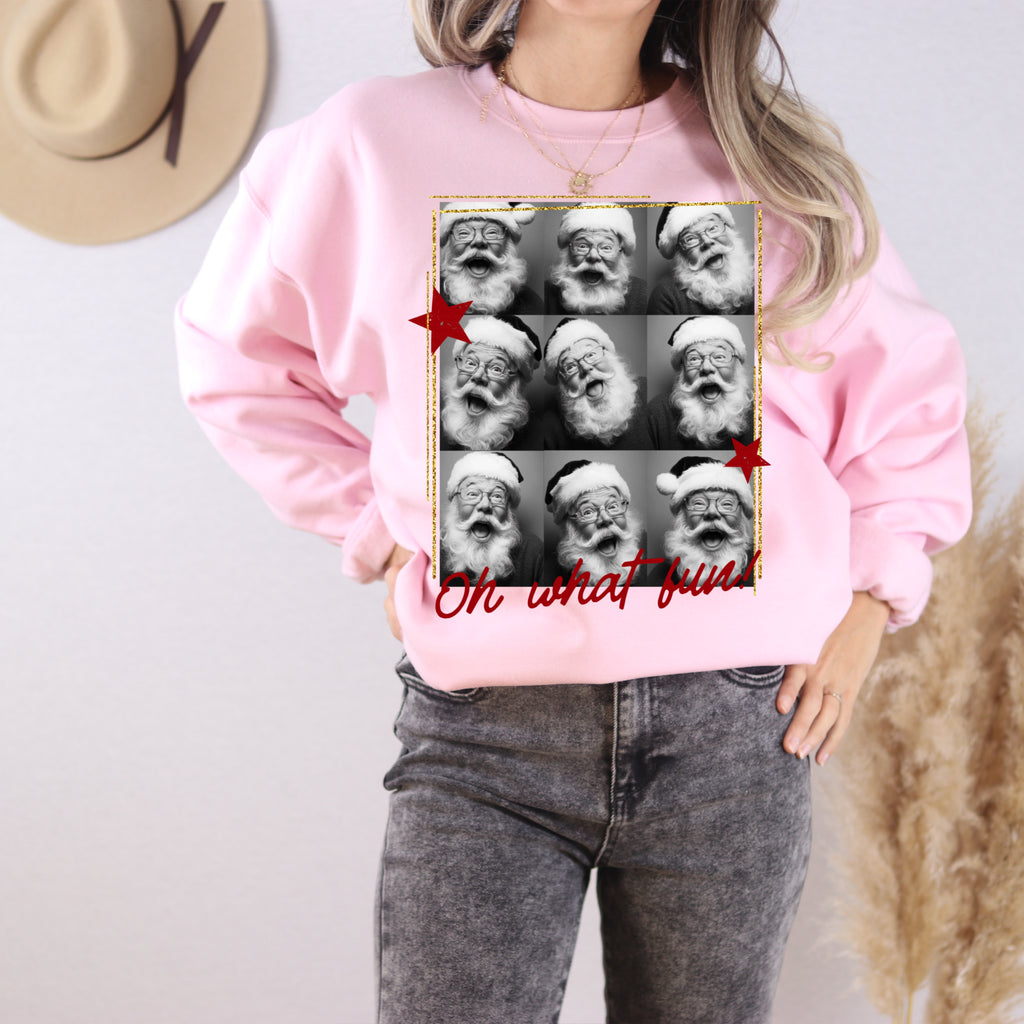 Oh What Fun Santa Sweatshirt | Vintage Christmas Crewneck | Cozy Holiday Pullover
