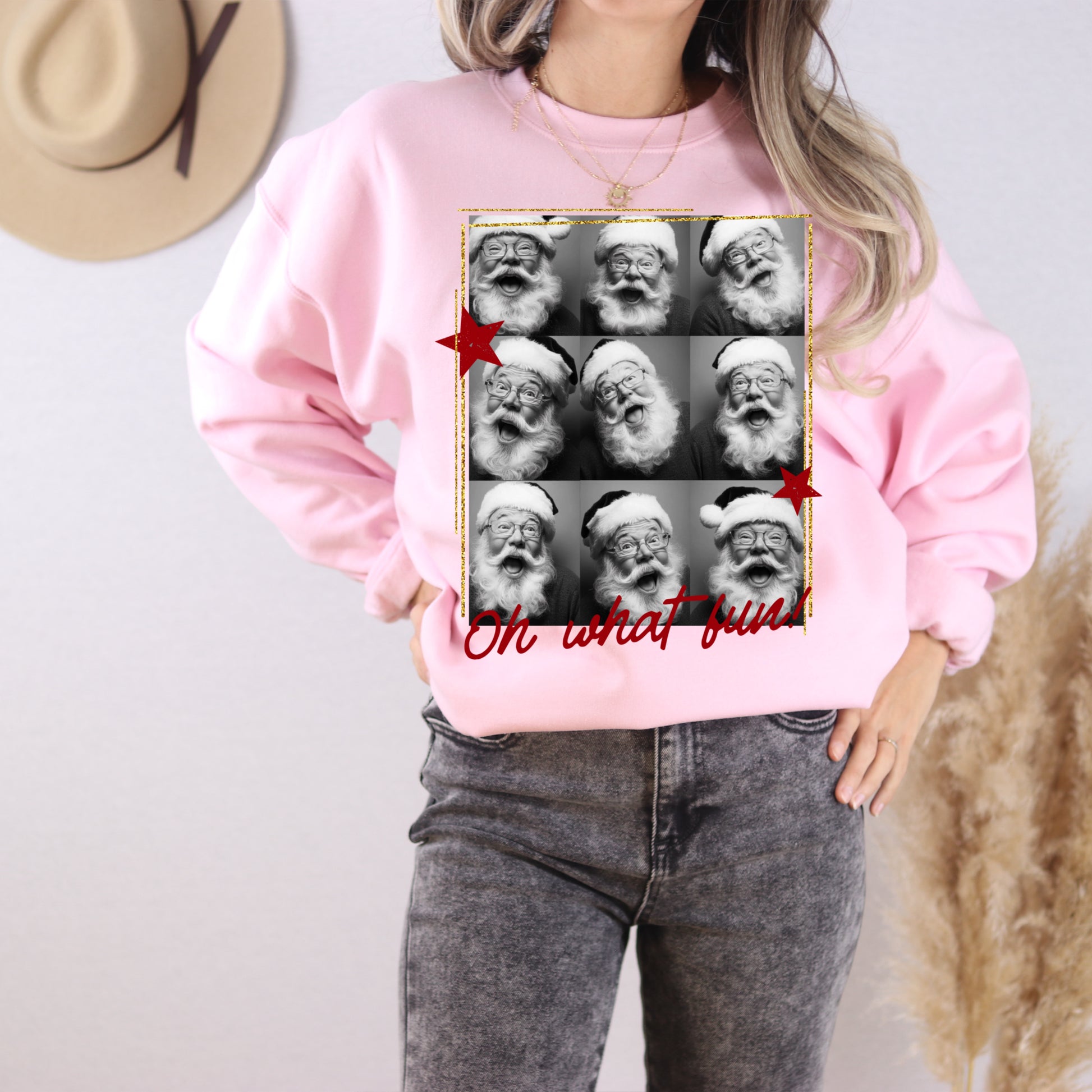 Oh What Fun Santa Sweatshirt | Vintage Christmas Crewneck | Cozy Holiday Pullover