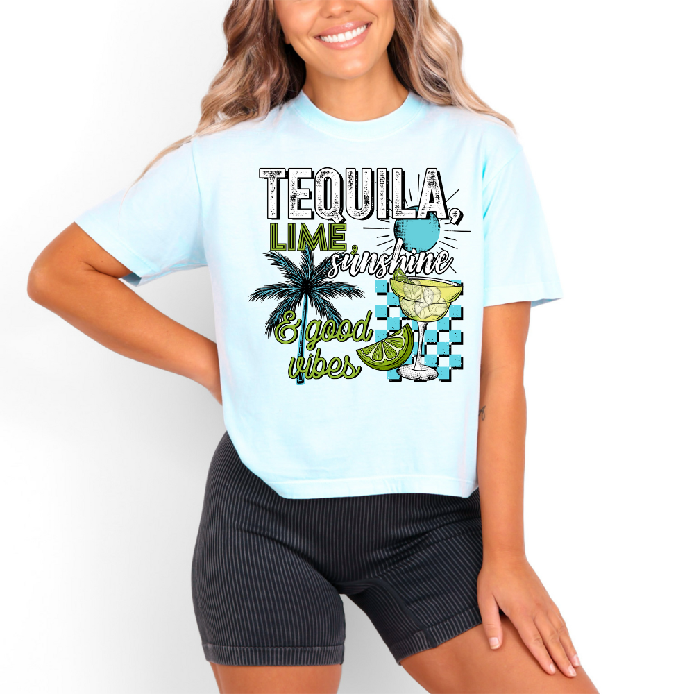 Tequila Lime Sunshine & Good Vibes boxy Tee image 0