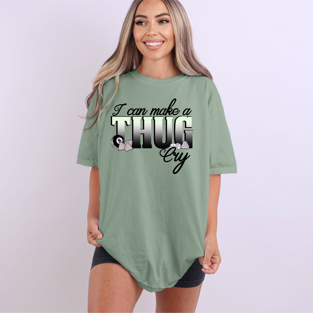 I Can Make a Thug Cry" Sassy Queen Tee | Street Style Dice & 8-Ball Shirt image 0