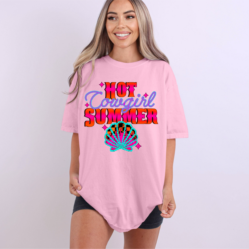 Hot Cowgirl Summer" Graphic Tee (Comfort Colors - Blossom & Pepper) image 1