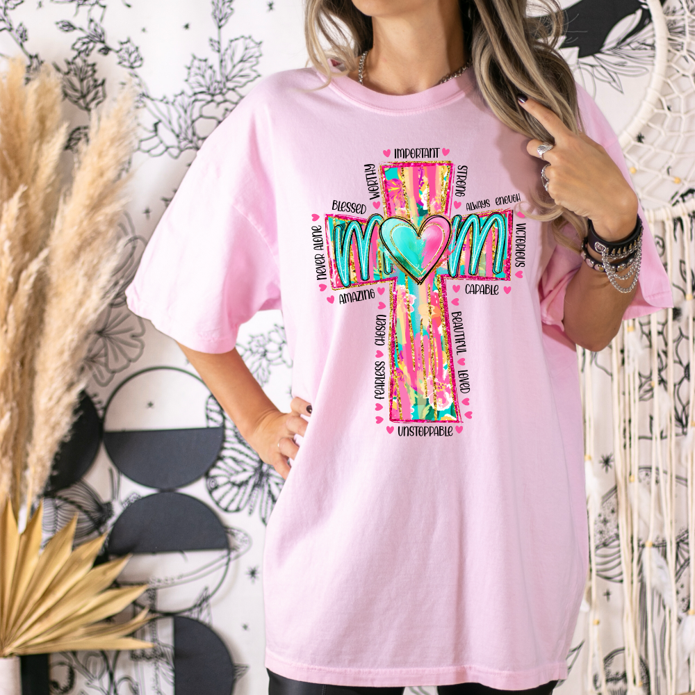 Mom's Affirmation Cross Tee image 0